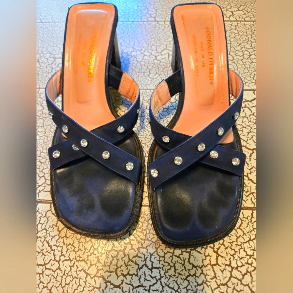 Donald J. Pliner Navy Sandals with Studded Design